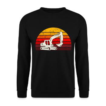 retro excavator t-shirt backhoe site - Unisex Sweatshirt - black - Front - Alina (178cm) & Michal (187cm)