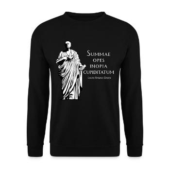 Latin - Summae Opes Inopia Cupiditatum - Unisex Sweatshirt - black - Front - Alina (178cm) & Michal (187cm)