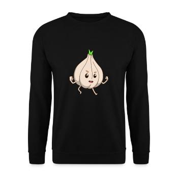 Comic Knoblauch - Unisex Pullover - Schwarz - Vorne - Alina (178cm) & Michal (187cm)