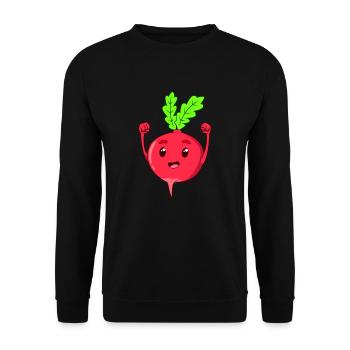 Comic Radieschen - Unisex Pullover - Schwarz - Vorne - Alina (178cm) & Michal (187cm)