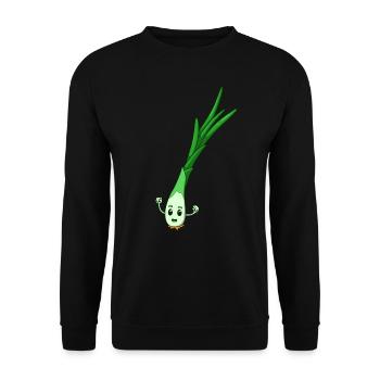 Comic Frühlingszwiebel - Unisex Pullover - Schwarz - Vorne - Alina (178cm) & Michal (187cm)