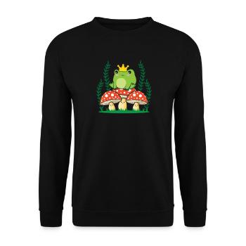 Cottagecore Aesthetic Couronne de grenouille à Champignon - Sweat-shirt Unisexe - noir - Devant - Alina (178cm) & Michal (187cm)