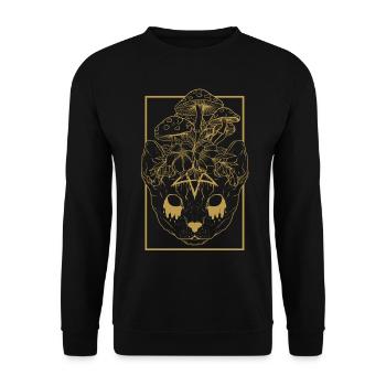 Cottagecore Aesthetic Gothic Katze Dark Academia - Unisex Pullover - Schwarz - Vorne - Alina (178cm) & Michal (187cm)