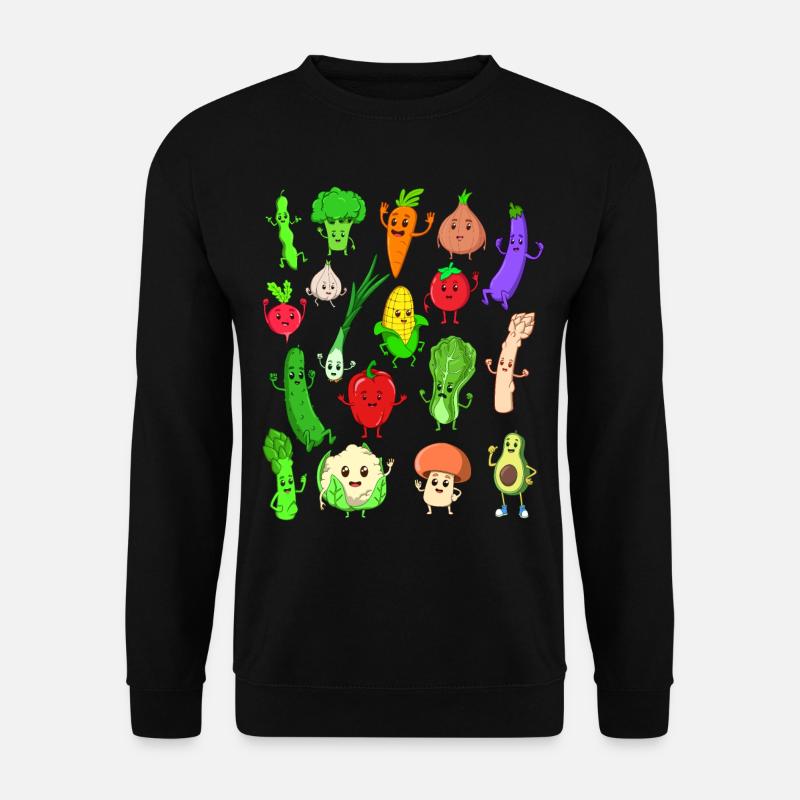 Comic Kawaii Vegetables - Unisex Sweatshirt - black