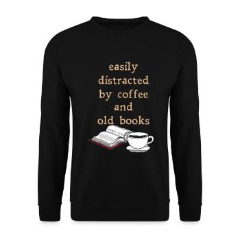 Dark Academia Aesthetic Lustig Coffee And Books - Unisex Pullover - Schwarz - Vorne - Alina (178cm) & Michal (187cm)