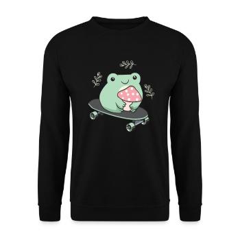 Cottagecore Aesthetic Kawaii Skateboarding Grenouille - Sweat-shirt Unisexe - noir - Devant - Alina (178cm) & Michal (187cm)