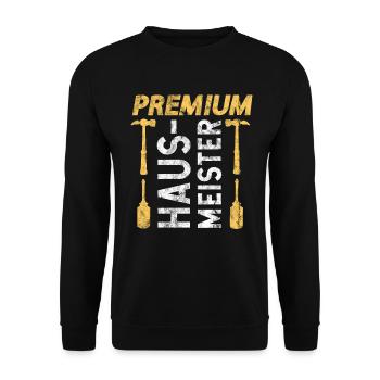Lustiges Hausmeister Hauswart Haustechniker Beruf - Unisex Pullover - Schwarz - Vorne - Alina (178cm) & Michal (187cm)