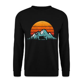 retro Wohnmobil Wohnmobil Wohnmobil t-Shirt retro camper - Unisex Pullover - Schwarz - Vorne - Alina (178cm) & Michal (187cm)