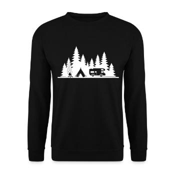 camping car t-shirt camping tente et feu de camp - Sweat-shirt Unisexe - noir - Devant - Alina (178cm) & Michal (187cm)