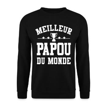 Cadeau Papou Meilleur Papou du Monde - Sweat-shirt Unisexe - noir - Devant - Alina (178cm) & Michal (187cm)