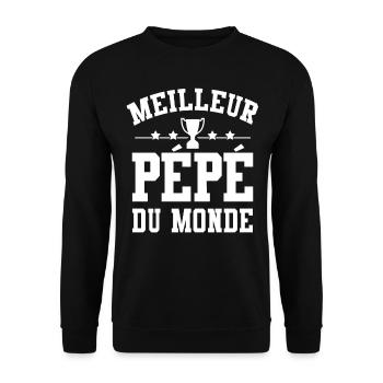 Cadeau Pépé Meilleur Pépé du Monde - Sweat-shirt Unisexe - noir - Devant - Alina (178cm) & Michal (187cm)