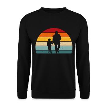 Vater und Sohn Geschenk Papa Sohn - Unisex Pullover - Schwarz - Vorne - Alina (178cm) & Michal (187cm)