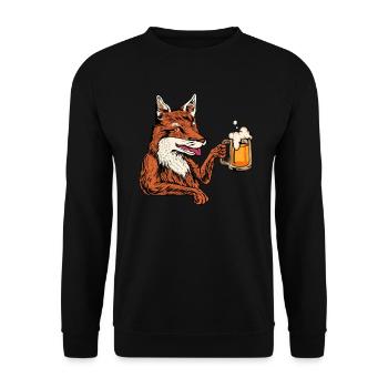 Prost - Fuchs trinkt Bier - Bierfest - Unisex Pullover - Schwarz - Vorne - Alina (178cm) & Michal (187cm)