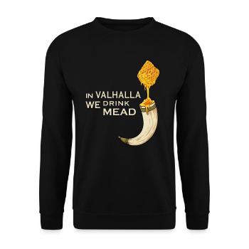 In valhalla we drink mead - Met - Unisex Pullover - Schwarz - Vorne - Alina (178cm) & Michal (187cm)