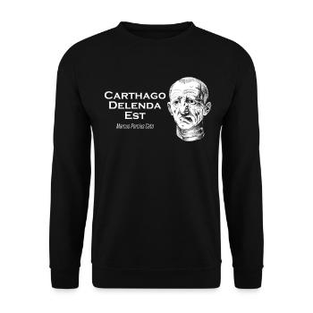 Cato der Ältere - Carthago Delenda Est - Unisex Pullover - Schwarz - Vorne - Alina (178cm) & Michal (187cm)