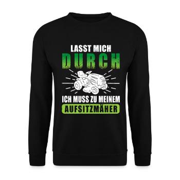 Rasentraktor Aufsitzrasenmäher Aufsitzmäher Rasen - Unisex Pullover - Schwarz - Vorne - Alina (178cm) & Michal (187cm)