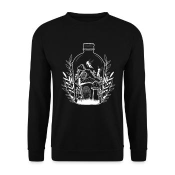 Cottagecore Aesthetic Bottle Mushroom House Fairy - Unisex Sweatshirt - black - Front - Alina (178cm) & Michal (187cm)