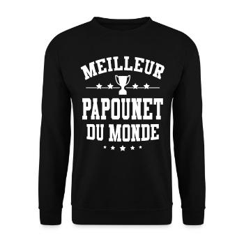 Cadeau Papounet Meilleur Papounet du Monde - Sweat-shirt Unisexe - noir - Devant - Alina (178cm) & Michal (187cm)