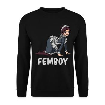 Femboy Maid Anime Boy Aesthetic Crossdressing - Unisex Pullover - Schwarz - Vorne - Alina (178cm) & Michal (187cm)