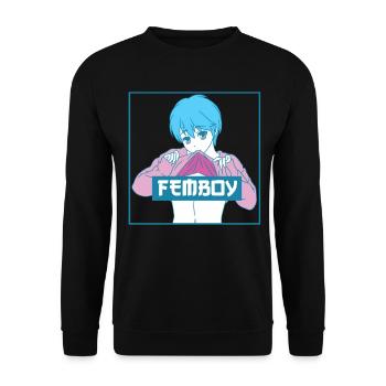Femboy Japanese Anime Boy Gay Pride Crossdressing - Unisex Sweatshirt - black - Front - Alina (178cm) & Michal (187cm)