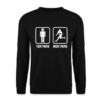 Enfant ton papa mon papa rugby - Sweat-shirt Unisexe - noir - Devant - Alina (178cm) & Michal (187cm)