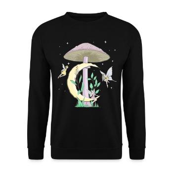 Fairycore Aesthetic Fee Pilz Mond Feen - Unisex Pullover - Schwarz - Vorne - Alina (178cm) & Michal (187cm)