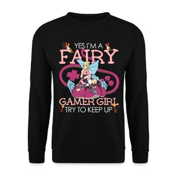 Fairycore Aesthetic Fee Oui Im A Gamer Girl - Sweat-shirt Unisexe - noir - Devant - Alina (178cm) & Michal (187cm)