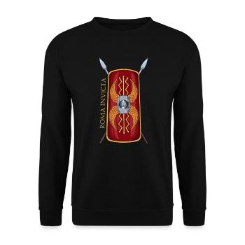 Bouclier romain Scutum avec lances - Roma Invicta - Sweat-shirt Unisexe - noir - Devant - Alina (178cm) & Michal (187cm)