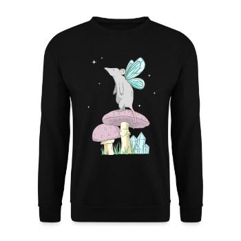 Fairycore Esthétique Fairy Mouse sur un champignon - Sweat-shirt Unisexe - noir - Devant - Alina (178cm) & Michal (187cm)