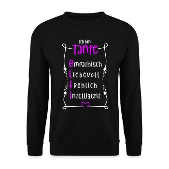 Elfi - beste Tante - Unisex Pullover - Schwarz - Vorne - Alina (178cm) & Michal (187cm)