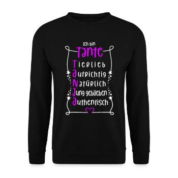 Tanja - beste Tante - Unisex Pullover - Schwarz - Vorne - Alina (178cm) & Michal (187cm)