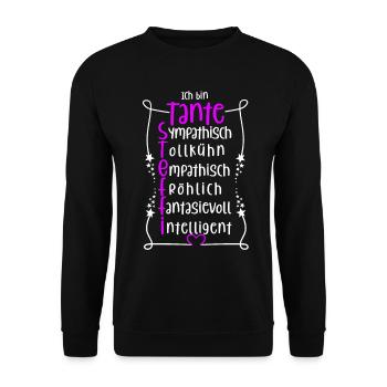 Steffi - beste Tante - Unisex Pullover - Schwarz - Vorne - Alina (178cm) & Michal (187cm)