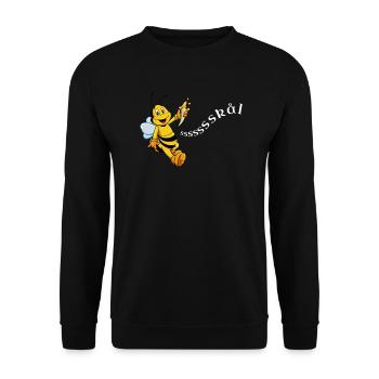 Comic Biene mit Trinkhorn - Skal - Unisex Pullover - Schwarz - Vorne - Alina (178cm) & Michal (187cm)