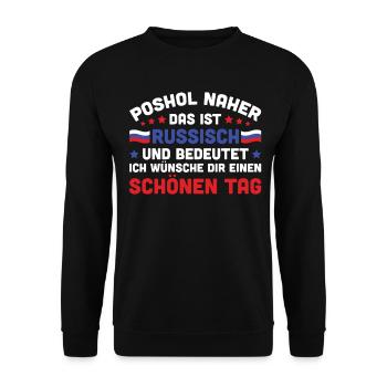 Lustiges Russland Geschenk Russisch - Unisex Pullover - Schwarz - Vorne - Alina (178cm) & Michal (187cm)