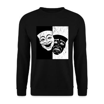 Theater Maske Drama Komödie und Tragödie Weinlese - Unisex Pullover - Schwarz - Vorne - Alina (178cm) & Michal (187cm)