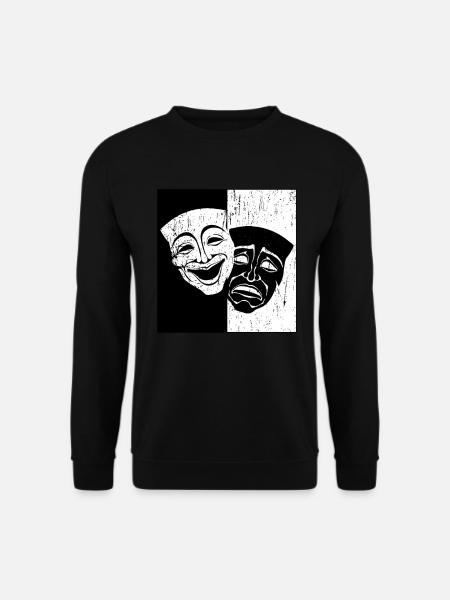 Theater Maske Drama Komödie und Tragödie Weinlese - Unisex Pullover - Schwarz