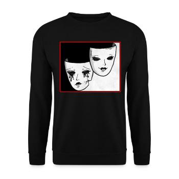 Theater Maske Soft Grunge Drama und Komödie Goth - Unisex Pullover - Schwarz - Vorne - Alina (178cm) & Michal (187cm)