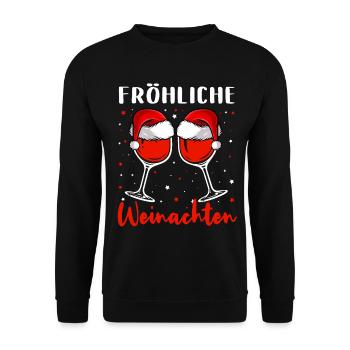 Weihnachten Christmas Weinachten Wein Geschenk - Unisex Pullover - Schwarz - Vorne - Alina (178cm) & Michal (187cm)