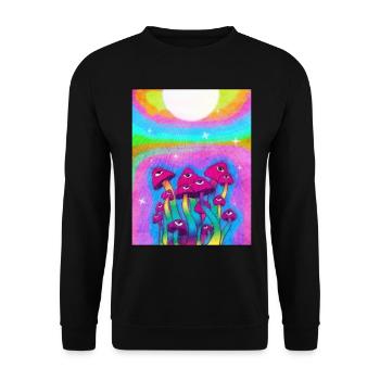 Kidcore Aesthetic Weirdcore Mushroom Eyes Retro - Unisex Sweatshirt - black - Front - Alina (178cm) & Michal (187cm)