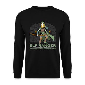 D20 Rollenspiel Charakter - Elf Waldläufer - Unisex Pullover - Schwarz - Vorne - Alina (178cm) & Michal (187cm)