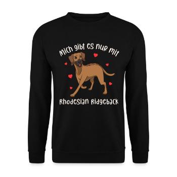 Rhodesian Ridgeback - Mich gibt es nur mit Hund - Unisex Pullover - Schwarz - Vorne - Alina (178cm) & Michal (187cm)