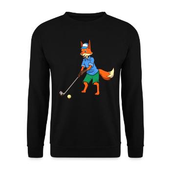 Comic Fuchs plays golf - Golfer - Unisex Sweatshirt - black - Front - Alina (178cm) & Michal (187cm)