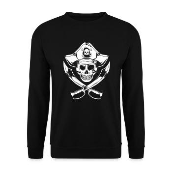 Drapeau de pirate avec sabres et crâne - Pirate - Sweat-shirt Unisexe - noir - Devant - Alina (178cm) & Michal (187cm)