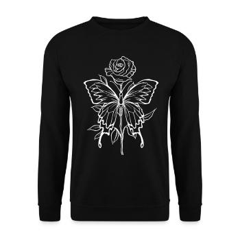 Soft Grunge Rose Schmetterling Fairycore Aesthetic - Unisex Pullover - Schwarz - Vorne - Alina (178cm) & Michal (187cm)