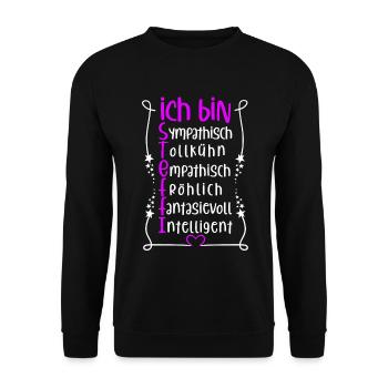 Für den besten Menschen - Ich bin Steffi - Unisex Pullover - Schwarz - Vorne - Alina (178cm) & Michal (187cm)