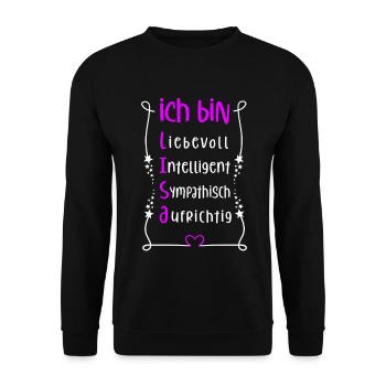 Für den besten Menschen - Ich bin Lisa - Unisex Pullover - Schwarz - Vorne - Alina (178cm) & Michal (187cm)