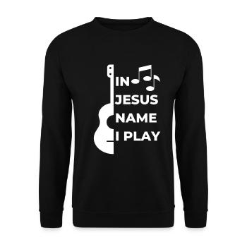 Musique Au Nom de Jésus Je Joue de la Guitare - Sweat-shirt Unisexe - noir - Devant - Alina (178cm) & Michal (187cm)