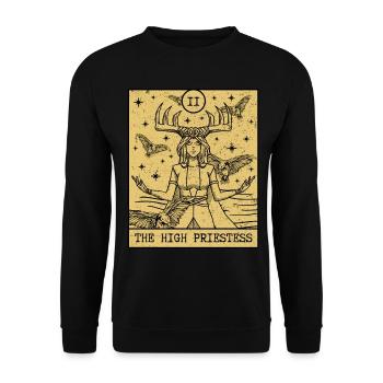 Carte de Tarot Esthétique La Grande Prêtresse Occulte - Sweat-shirt Unisexe - noir - Devant - Alina (178cm) & Michal (187cm)