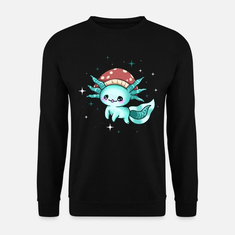 Cottagecore Aesthetic Kawaii Axolotl Pilzkopf - Unisex Pullover - Schwarz