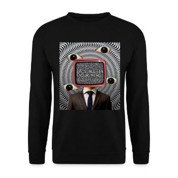 Weirdcore Aesthetic Weird Augen Optische Täuschung - Unisex Pullover - Schwarz - Vorne - Alina (178cm) & Michal (187cm)